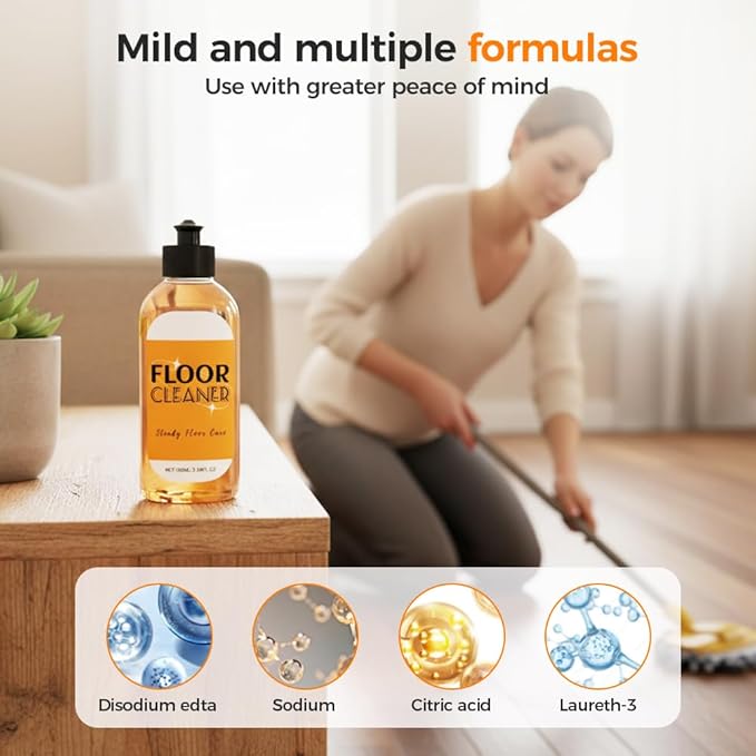 Hardwood Floor Cleaner, 2026 New Household Hardwood FloorCleaner for Mopping Home, Bathroom, Kitchen,Wood Floor Cleaners for Mopping Wood, Tile, Marble (1PCB)