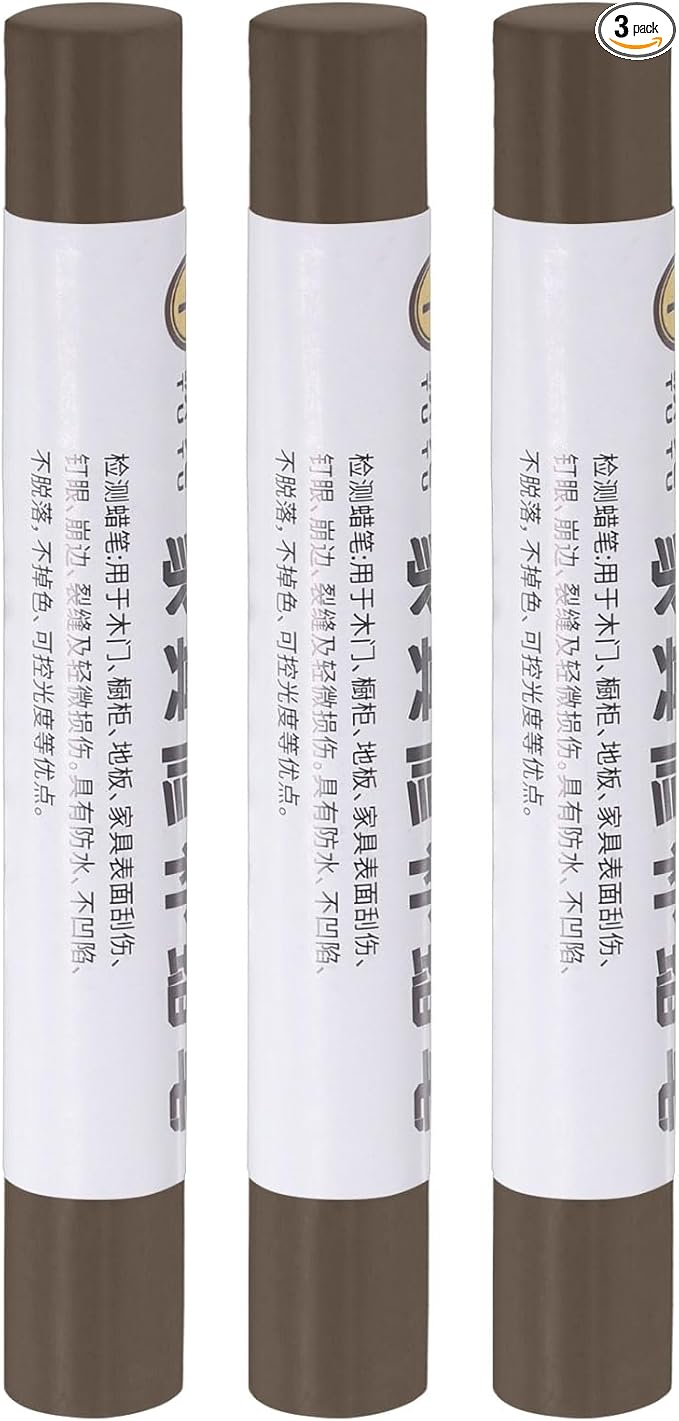 uxcell Furniture Repair Crayons, 3Pcs - Wood Wax Filler Stick, Furniture Markers Touch Up - for Scratches Holes Tables Desks Wooden Floors Cover Ups, Dark Brown