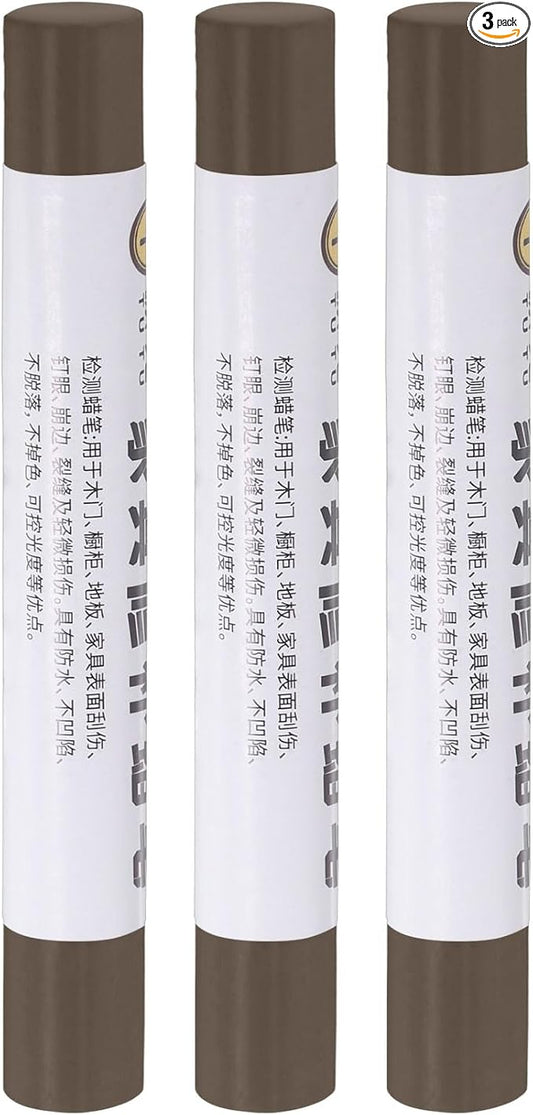 uxcell Furniture Repair Crayons, 3Pcs - Wood Wax Filler Stick, Furniture Markers Touch Up - for Scratches Holes Tables Desks Wooden Floors Cover Ups, Dark Brown