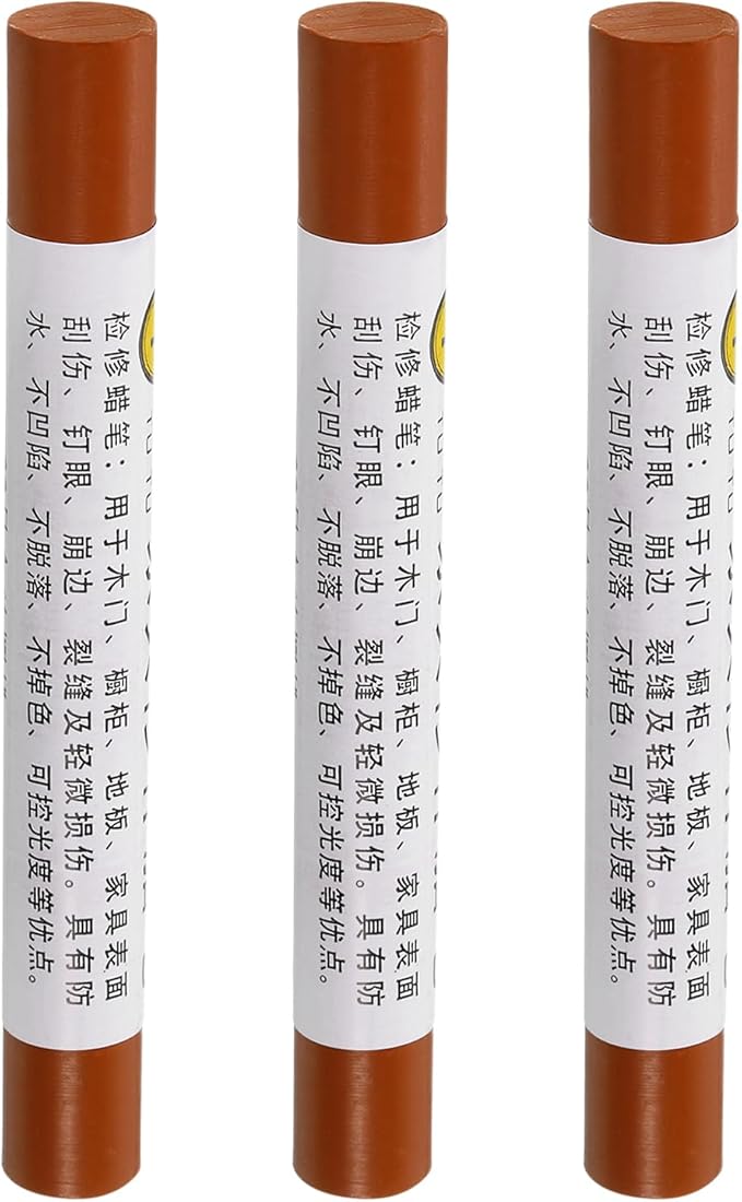 uxcell Furniture Repair Crayons, 3Pcs - Wood Wax Filler Stick, Furniture Markers Touch Up - for Scratches Holes Tables Desks Wooden Floors Cover Ups, Reddish Brown
