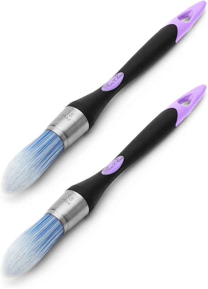 Bates- Trim Paint Brush, 0.75 Inch, 2 Pack, Purple and Black Ergonomic Non-Slip Handle, Synthetic Bristles, Trim Brushes for Painting