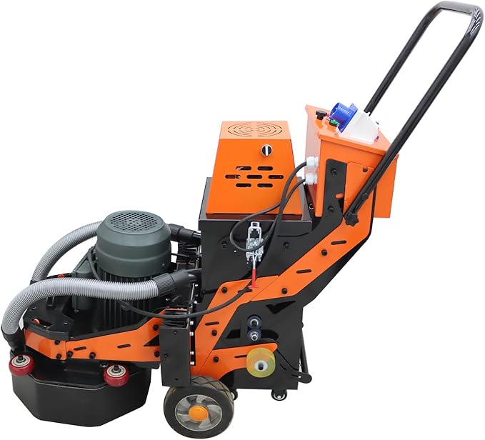 INTSUPERMAI Concrete Floor Polisher Hand-push Concrete Grinding Machine Cement Ground Grinder Floor Grinder Electric Concrete Floor Grinder Polishing Machine for Restore New and Old Ground 220V