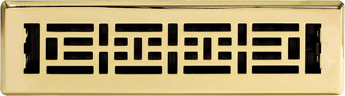 Decor Grates AJH212 2-inch by 12-inch Oriental Floor Register, Polished Brass Finish