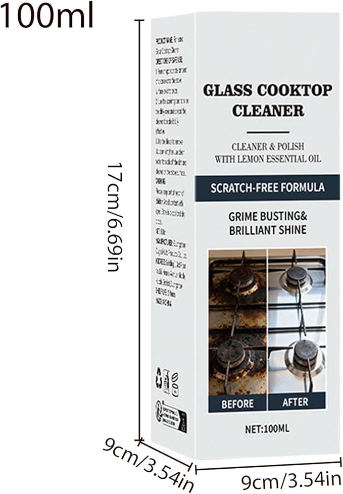 Stove Cleaner, Powerful Oil Remover Spray, 100ml Glass Top Degreaser for Kitchen, Cleaner, Cleaning Solution with Fast Action, Stove Countertop Floor Grout for Home Bathroom Grill