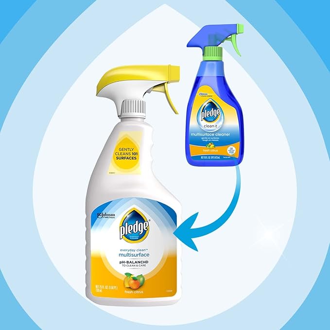 Pledge pH-Balanced Multisurface Cleaner Spray for Everyday Care, Fresh Citrus Scent, 25oz (Pack of 3)
