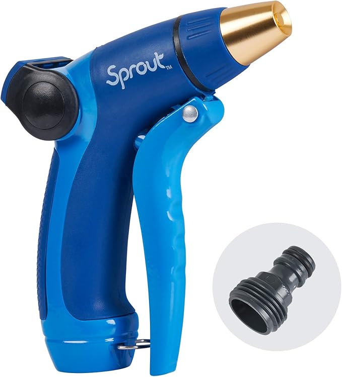 Sprout 65111-AMZ Metal Front Trigger Adjustable Nozzle and QuickConnect Product Adapter Amazon Bundle, Blueberry Blue