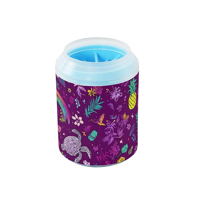 Dog Paw Cleaner Cups for Dogs Pet Foot Washer Paw Scrubber for Medium Small Large Dogs Cats Cleaning Cup Purple Turtles Pineapple Rainbow