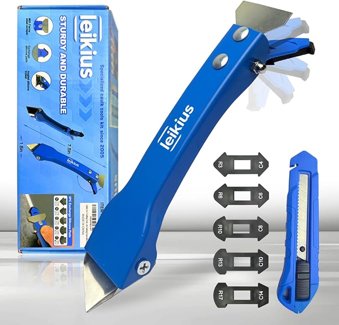 3 in 1 Caulking Tools Sets, Steel Sealant Finishing Tool for Bathroom Kitchen Tile Window Sink Joints, Caulk Remover & Grout Scraper,Wide Application for Smooth Caulking Come with a Knife