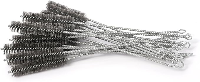12 Inch Pipe Cleaning Brush Set with Stainless Steel Bristles, Steel Wire Tube Brush Kit for Auto Parts Polishing, Machining, Bottles, Tubes, Etc.（23mm-20pcs）