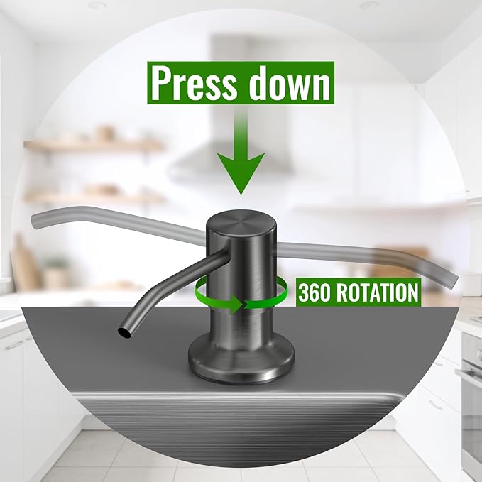 Kitchen Sink Soap Dispenser, Built in SoapDispenser, 47" Extension Tube kit, Counter Lotion Dispenser Pump, No Need More Refills (Gray)
