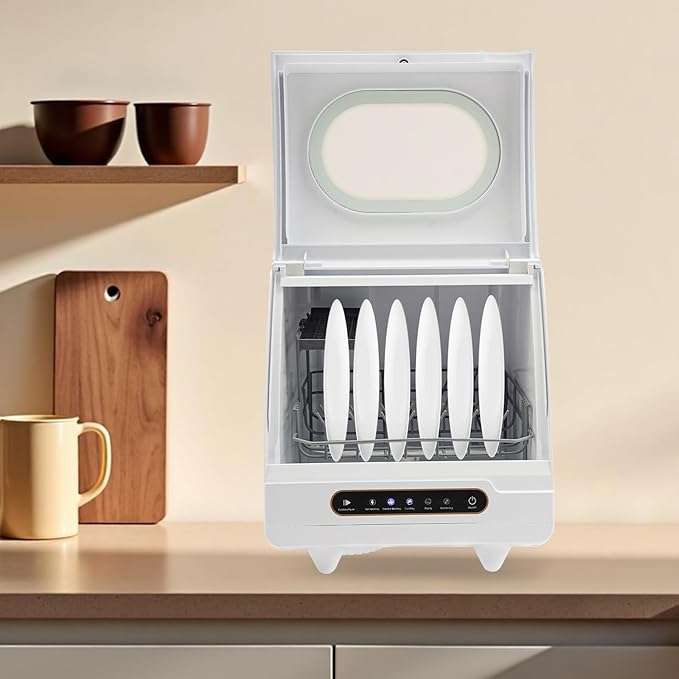 Countertop Dishwasher - Portable Compact with 5 Wash Programs, Tap or Manual Fill for Apartments/RVs/Dorms (White)
