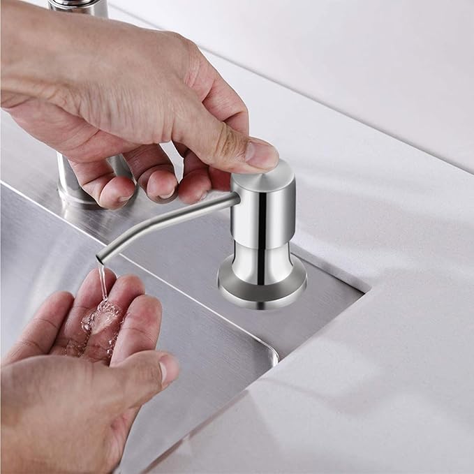 Sink Soap Dispenser, Kichen Sink Soap Dispenser, Good Suction Pwer, 47" Extension Tube kit, Under Sink Soap Dispenser Pump, No Need More Refills（Brushed Nickel）
