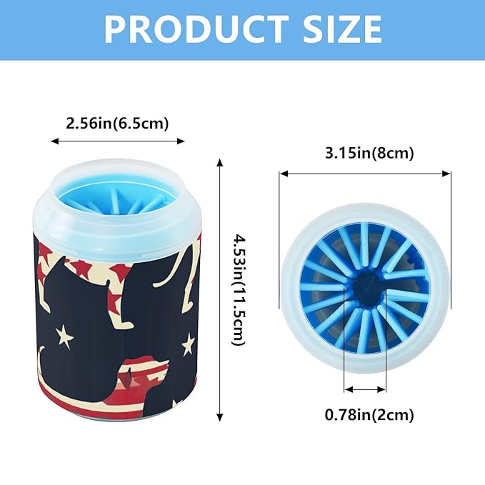Dog Paw Cleaner Cups for Dogs Pet Foot Washer Paw Scrubber for Medium Small Dogs Cats Cleaning Cup July 4th Cute Dogs Black