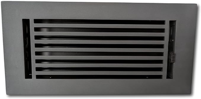 Madelyn Carter 4 x 10 Cast Aluminum Linear Vent Cover with Damper - Carbon Gray (Overall: 5.25 x 11.5) | Floor Register - Wall Register