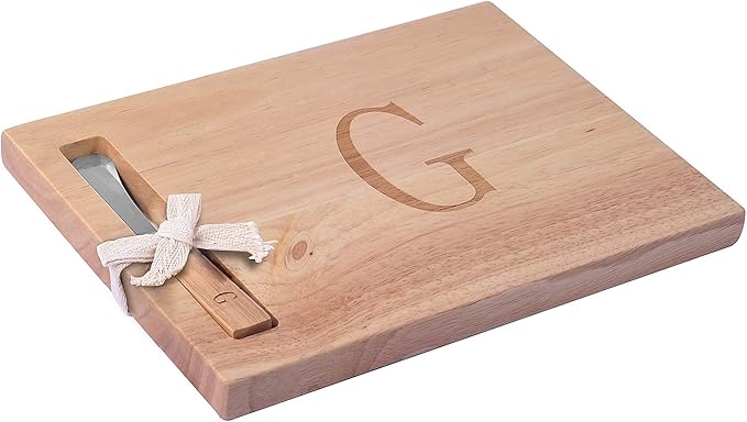 Miicol Wood Charcuterie Board, Monogram Cheese Board 10 Inch, Personalized Initial Cutting Board with Spreader, Unique Housewarming Gift, Ideal for Kitchen, Home, Letter G