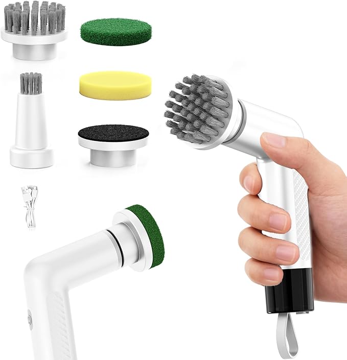 Electric Spin Scrubber, Cordless Cleaning Brush，IPX7 Waterproof Bathroom Scrubber with Adjustable Extension Handle & Battery Level Display for Bathroom Kitchen Car (ECB-S3)