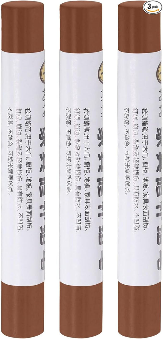 uxcell Furniture Repair Crayons, 3Pcs - Wood Wax Filler Stick, Furniture Markers Touch Up - for Scratches Holes Tables Desks Wooden Floors Cover Ups, Snow Sandalwood Red