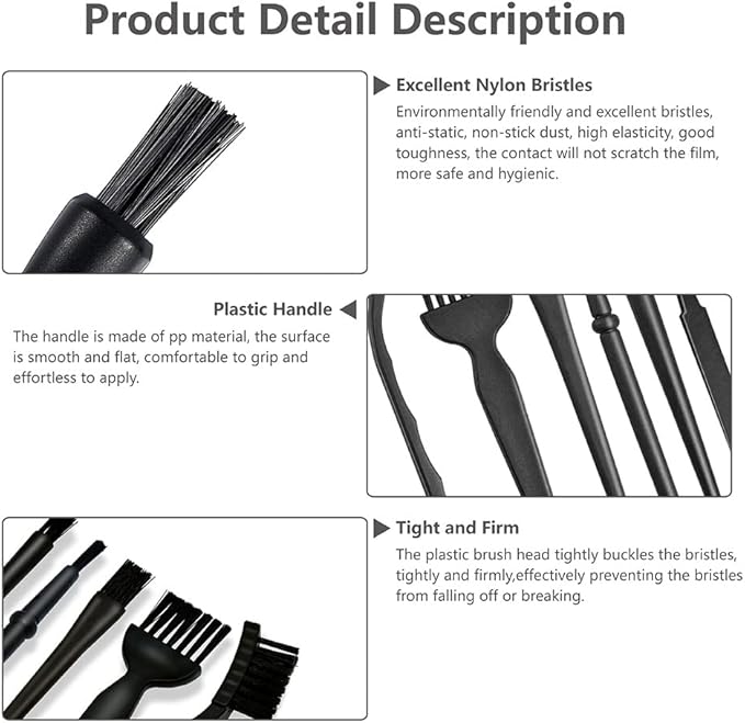 Keyboard Brush,6 in 1 Multi-Purpose Portable Plastic Handle Nylon Anti Static Brush Kit Fit for MacBook Laptop,Phone,Computer Keyboard,Machine,Car Interior Detailing,PP Handle,Razor Cleaning Brush
