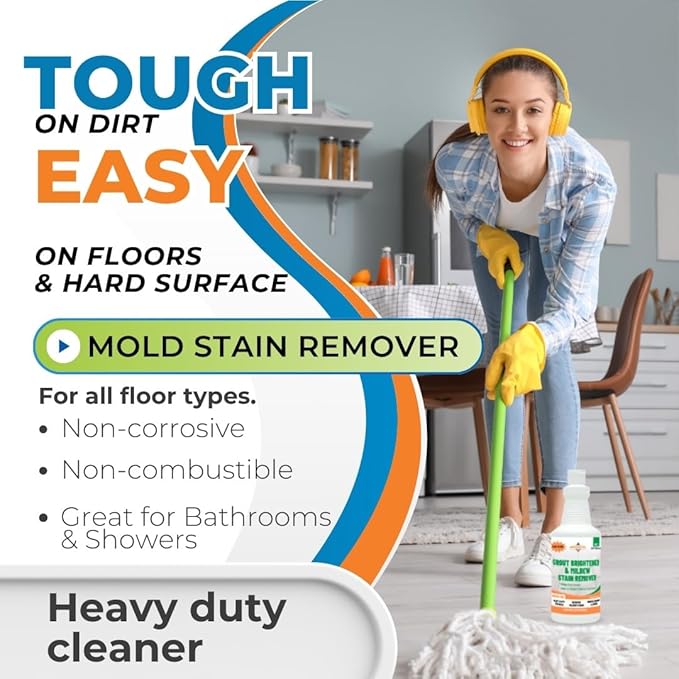 Mildew Stain Remover – Powerful Mold & Mildew Cleaner for Tile, Grout, Showers & Bathrooms – Removes Black Stains & Soap Scum – Fast Acting, Professional Strength Cleaner