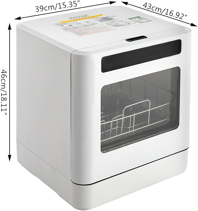 Countertop Dishwasher with 6L Built-in Water Tank, Portable Mini Dishwasher 4 Washing Programs, Counter Top Dishwasher with LED Display for Apartments, Kitchen, 360° Rotating| US Stock