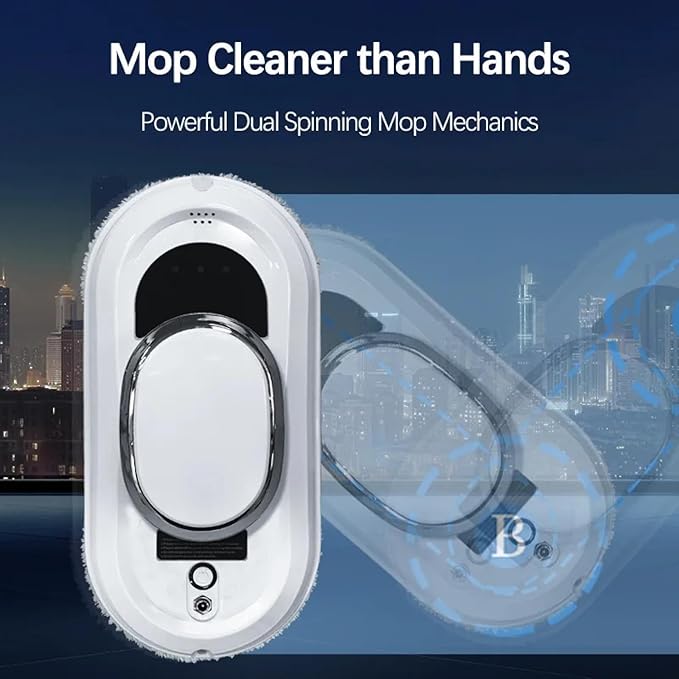 Intelligent Window Cleaning Robot Vacuum Cleaner, with Remote Control & 4M Extension Cable, 20min Power Failure Protection, 10 Wipes+Spray Function for Home Glass Cleaning