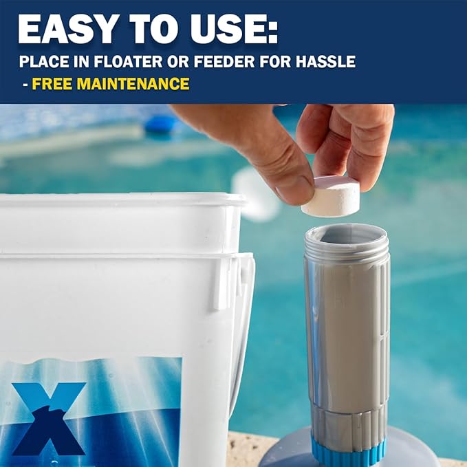 XtremeClear 5lbs 1" Chlorine Tabs for Swimming Pool Hot Tub & Spa Eliminate Bacteria & Algae Sanitizer Makes Water Clean & Crystal Clear Slow Dissolving, 5-Pounds