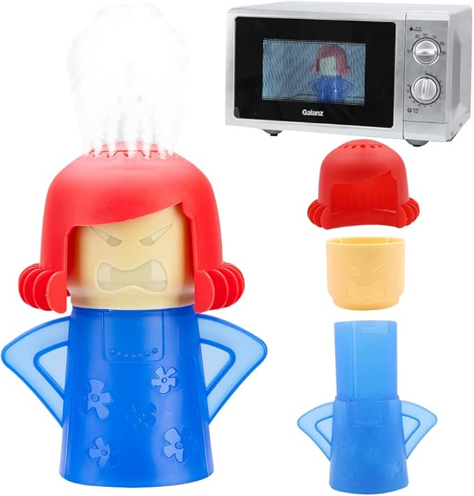 Abnaok Angry Mom Microwave Cleaner and Chilly Mama Fridge Deodoriser 2PCS Easily Clean in Minutes for Home or Office with English Manual