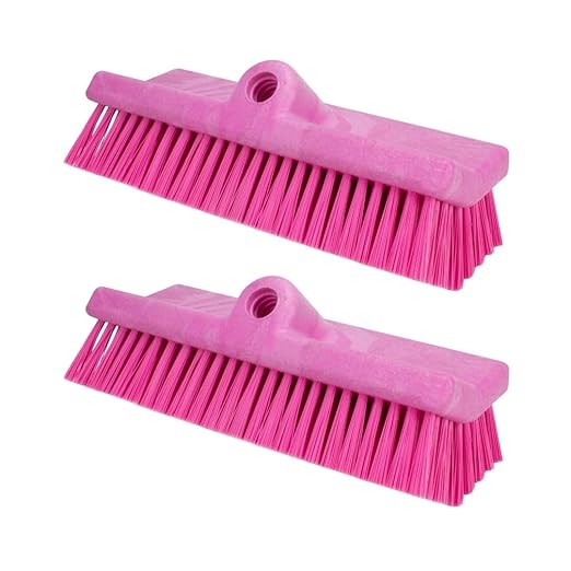 SPARTA 40423EC26 Plastic Floor Scrub Brush, Wall Brush, Equipment Brush With Nonabsorbent Bristles For Industrial Kitchens, Hospitals, Commercial Cleaning, 10 Inches, Pink, (Pack of 2)