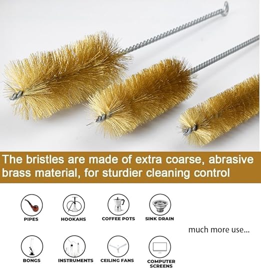 Generic 7pcs Brass Wire Tube Brush Set,Bottle Brushes for Cleaning f, 11-Inch Long Brass Brushes,Deep Cleaning of Matel,Pipes, Bottles, Keyboards, Glass and More, Gold