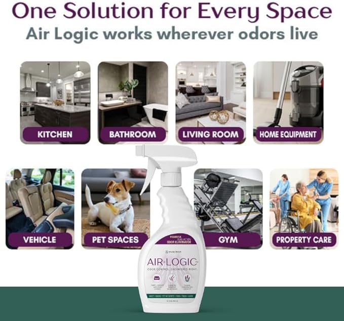 Dual-Action Odor Eliminator Spray 32 Fl Oz, Plant-Based Instant Knockdown & Enzymatic Deodorizer for Home, Neutralizes 16 Odor Sources, Bleach-Free, Fabric & Surface Safe, Lavender Lemon