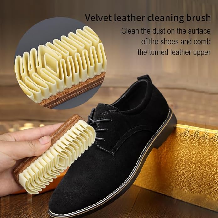MAXIMILIAN Shoe Shine Brush Kit Horsehair Brushes for Polishing Crepe Suede Shoes Brush Soft Bristles Leather Cleaning Nubuck 3PCS Professional Shoe Polish Kit