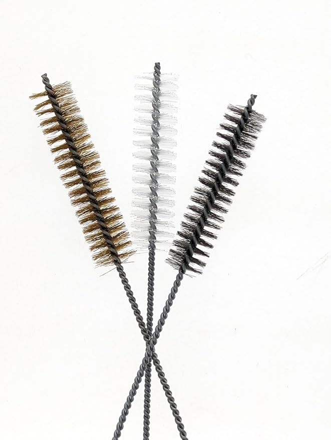 3 Piece Set of 16-Inch Tube Cleaning Brushes Copper, Stainless, Nylon for Various Surface Use (1-Inch Diameter)