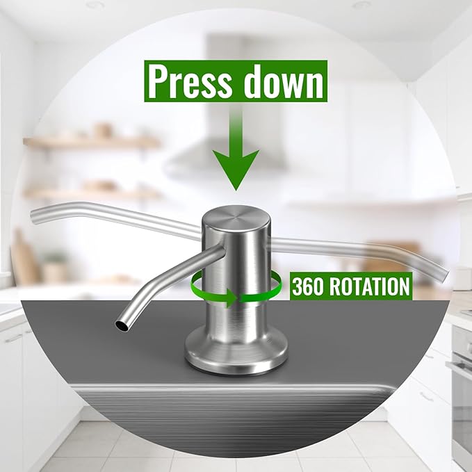 Kitchen Sink Soap Dispenser, Built in SoapDispenser, 47" Extension Tube kit, Counter Lotion Dispenser Pump, No Need More Refills (Brushed Nickel)