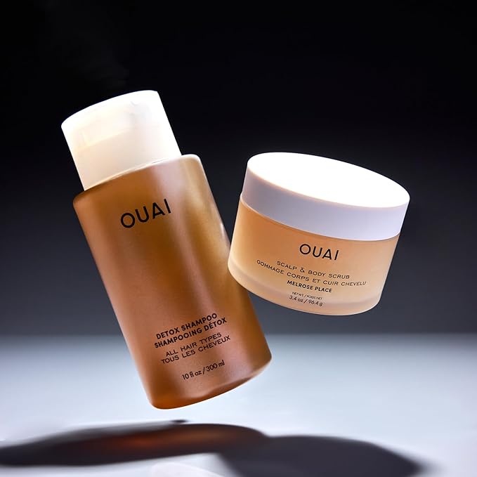 OUAI Hair Care Set - Clarifying Shampoo & Exfoliating Scalp Scrub - Deep Cleansing & Balancing - Hair Care Kit with Detox Shampoo & Travel Size Sugar Scrub for Scalp - Valentine's Day Gifts (2 Count)