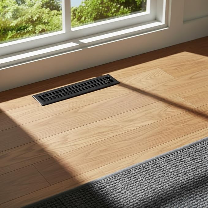 Empire Register Co, Steel Floor Register - 2x14 inch, Modern Contemporary Design, Textured Black Finish, Heavy Duty Walkable Steel Vents, Metal Damper Attached Air Vents for Home Floor only