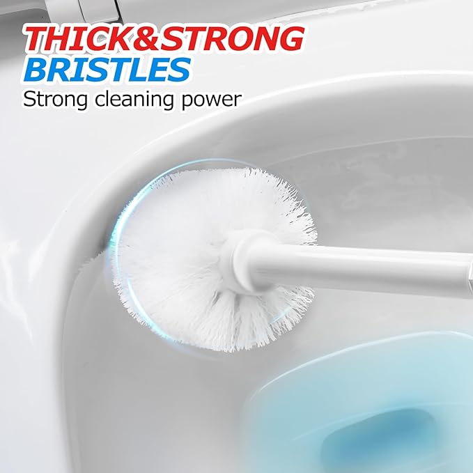 2Pack 2 in 1 Toilet Brush and Plunger Set, Extended Handle Plunger，Toilet Bowl Brush Plunger Set,Bathroom Cleaning Tools ，Toilet Brush Plunger Combo，Cleaning Brush，Cleaning Supplies(White)