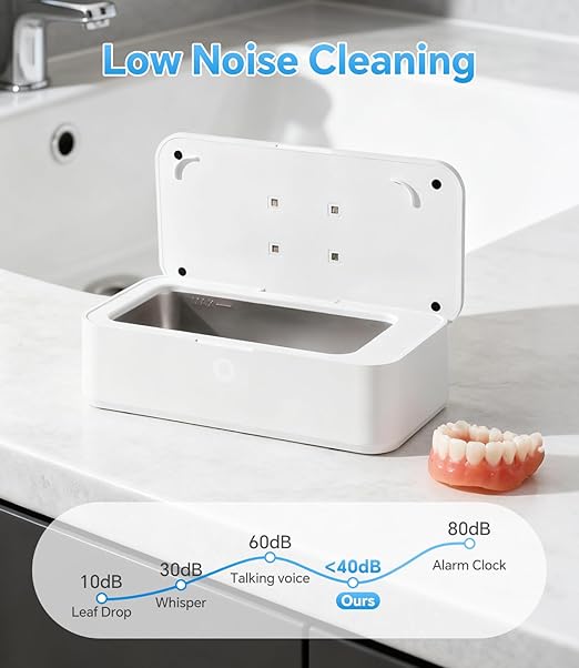Ultrasonic Jewelry Cleaner, 48KHz Professional Ultrasonic Cleaner Machine for Jewelry, Eyeglasses, Rings, Watch Strap, Dentures- Dual Cleaning Modes, 304 Stainless Steel Tank