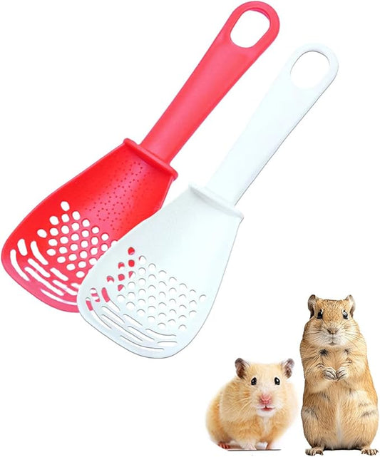 2 Pack Hamster Sand Bath Scoop - Plastic Litter Scooper for Chinchilla, Gerbil, Bearded Dragon, Reptile, Sifter Shovel for Small Animal Cage Cleaning, Hamsters Cage Accessories