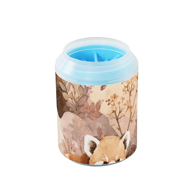 Dog Paw Cleaner Cups for Dogs Pets Foot Washer Paw Scrubber for Medium Small Cats Dogs Cleaning Cup Pink Redpandas Pinecones Plants Mountains