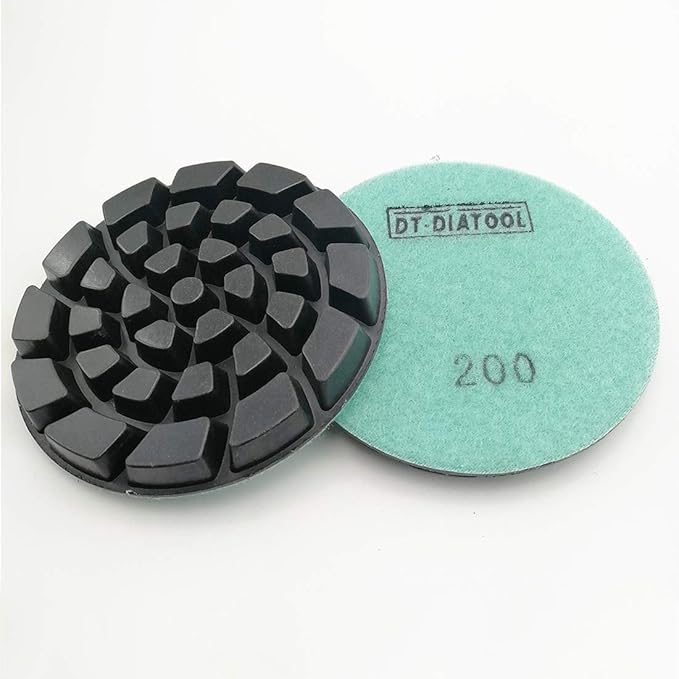 DT-DIATOOL Diamond Floor Polishing Pads Resin Bond Terrazzo Floor Diameter 4 Inch Grit 200 Pack of 6