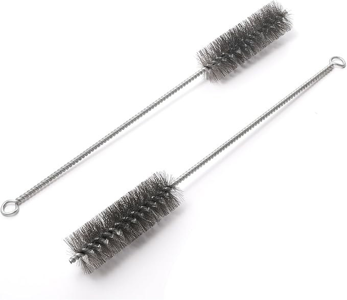 12 Inch Pipe Cleaning Brush Set with Stainless Steel Bristles, Steel Wire Tube Brush Kit for Auto Parts Polishing, Machining, Bottles, Tubes, Etc.（30mm-2pcs）