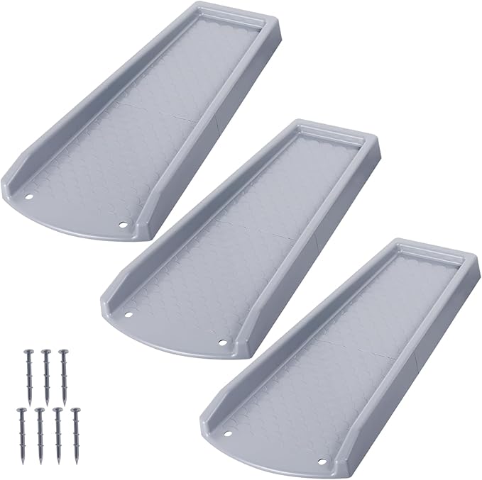 Rain Gutter Downspout Splash Block, Gutter Downspout Extensions for Water Drainage, 24" Gutter Splash Guards Downspout Extender, Fixable Down spout Drain Trays with PE Nails(3 Pack, Gray)