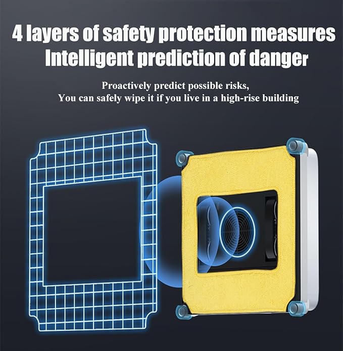GERRIT Intelligent Fully Automatic Two-Way Water Spray Window Cleaning Robot, 2800Pa Strong Suction Window Cleaning Robot, Edge Detection Technology, Anti-Fall Protection, Ultra-Thin Body