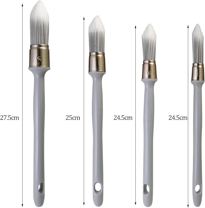 Trim Paint Brush,4 pcs,3/5",7/10",4/5" and 1",Ergonomic Plastic Handles,Trim Round Brushes for Painting