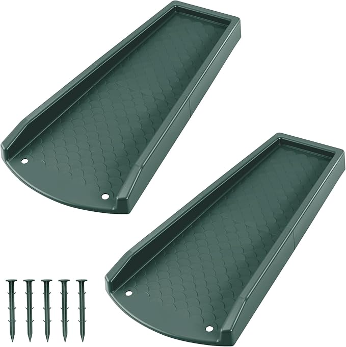 Splash Blocks for Gutters Downspouts, 24" Downspout Extensions for Rain Water Drainage, Thickened Gutter Splash Guard with Fixing Piles(2 Pack, Green)