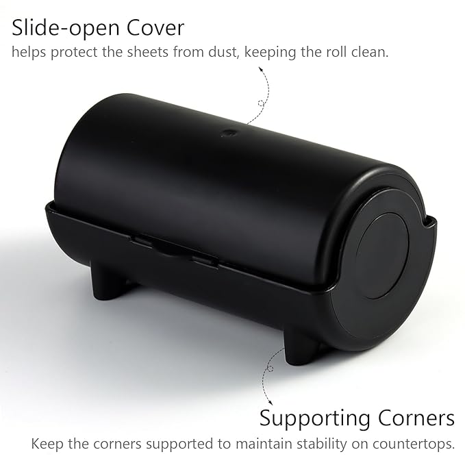 Nail Stamper Sticky Cleaner Roll with Case, Adhesive Paper Stickers for Stamping Gel Polish Removal, Lint Roll Cleaning Sheets, Nail Stamper Accessories Manicure Salon Supplies (Black)