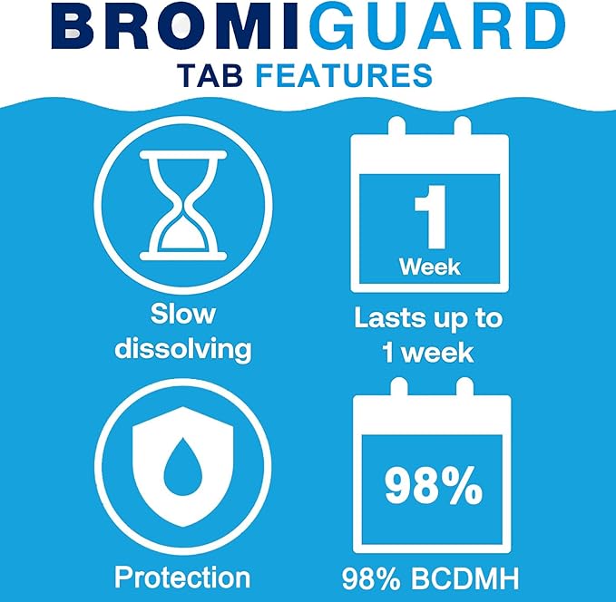 Pack of 2 | BROMIGUARD Bromine Tablets 1 Inch 4 Lbs for Spa Hot Tub Chemical Sanitizer Bromine Tabs | Long-Lasting 1" Brominating Tablets for Pools | Less Chlorine Odor Total 8 Pounds