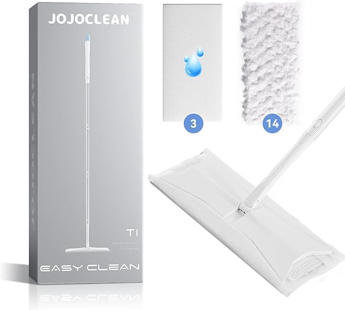 Sweeper 2-in-1 Dry + Wet Floor Mopping and Sweeping Kit, Multi-Surface Kit for Floor Cleaning, Kit Includes 1 Sweeper 14 Dry Sweeping Cloths 3 Wet Mopping Cloths