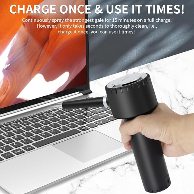 Compressed Air Duster, Electric Air Duster, Portable 45000 RPM Cordless Dust Blower, 6000mAh Battery Air Can Duster, Powerful Computer Keyboard Cleaning Air Spray, Rechargeable Electric Canned Air