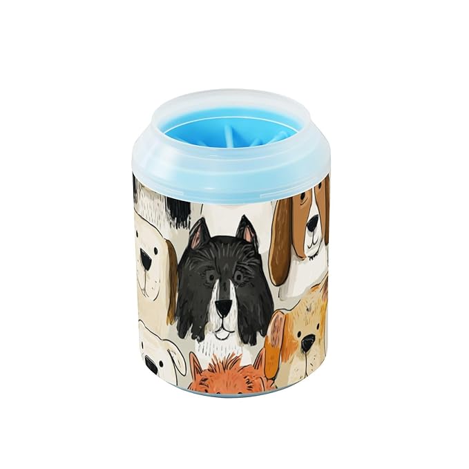 Dog Paw Cleaner Cups for Dogs Pet Foot Washer Paw Scrubber for Medium Small Dogs Cats Cleaning Cup Beige Cute Pet Dogs